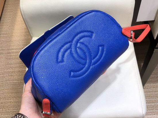 Chanel Backpack Blue Grained Calfskin