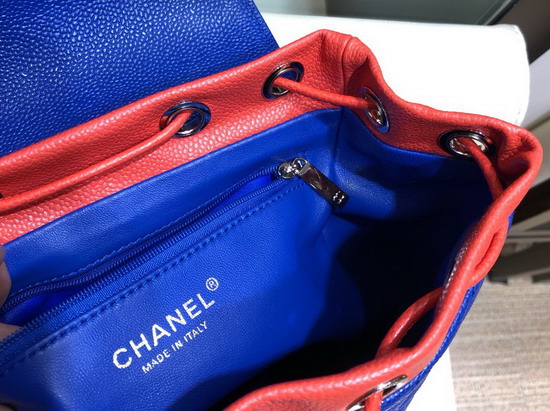 Chanel Backpack Blue Grained Calfskin