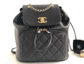 Chanel Backpack Grained Calfskin Gold Tone Metal Black For Sale