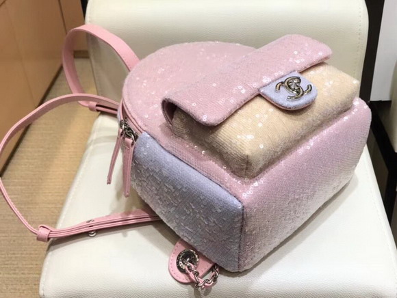 Chanel Backpack Pink Sequins