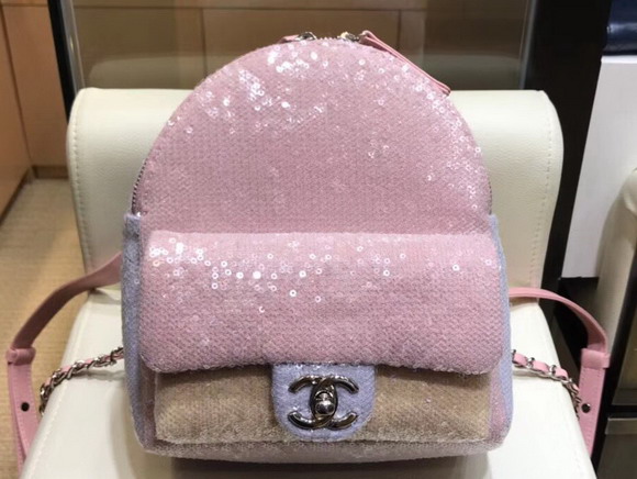 Chanel Backpack Pink Sequins