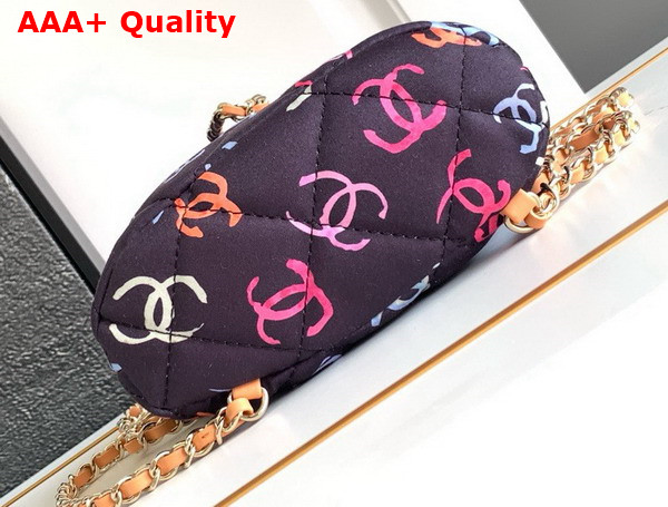 Chanel Backpack Printed Fabric Gold Tone Metal Black and Multicolor Ref AS4810 Replica