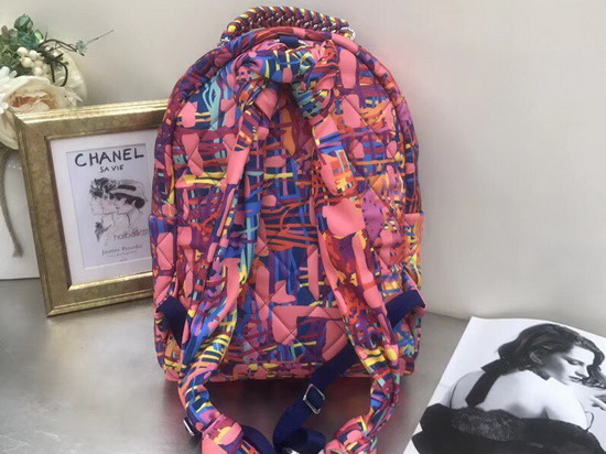 Chanel Backpack Printed Fabric Multicolor