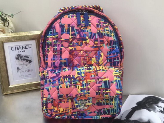 Chanel Backpack Printed Fabric Multicolor