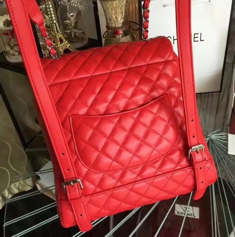 Chanel Backpack Red Lambskin for Sale