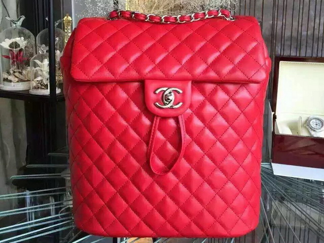 Chanel Backpack Red Lambskin for Sale