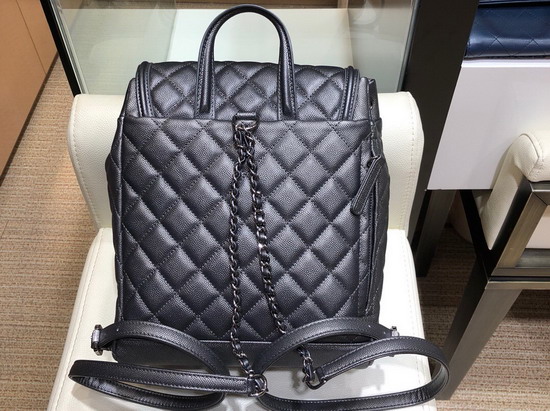 Chanel Backpack Silver Grey Grained Calfskin