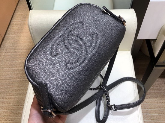 Chanel Backpack Silver Grey Grained Calfskin