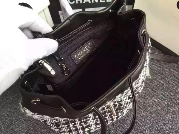 Chanel Backpack Tweed and Lambskin Black Silver for Sale