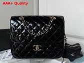 Chanel Backpack and Star Coin Purse Black Patent Calfskin and Gold Tone Metal As4649 Replica