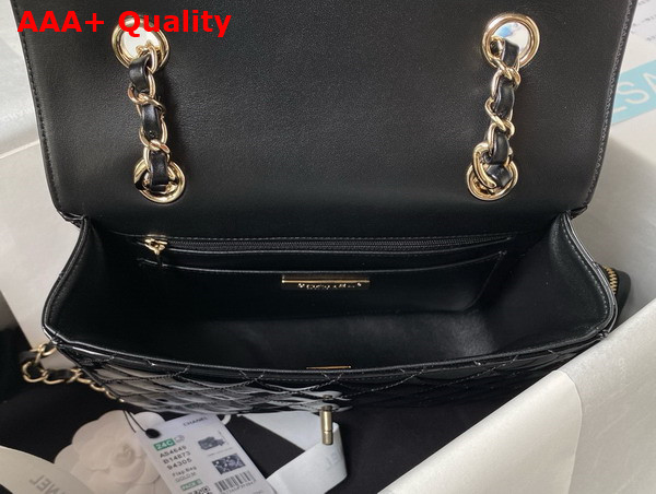 Chanel Backpack and Star Coin Purse Black Patent Calfskin and Gold Tone Metal As4649 Replica