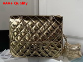 Chanel Backpack and Star Coin Purse Mirror Calfskin Metallic Calfskin and Gold Tone Metal Light Gold As4649 Replica