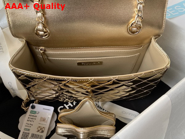 Chanel Backpack and Star Coin Purse Mirror Calfskin Metallic Calfskin and Gold Tone Metal Light Gold As4649 Replica