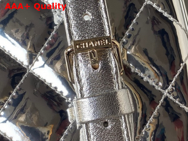 Chanel Backpack and Star Coin Purse Mirror Calfskin Metallic Calfskin and Gold Tone Metal Silver As4649 Replica