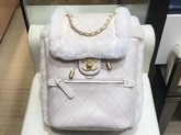 Chanel Backpack in Beige Lambskin and Shearling Lambskin