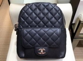 Chanel Backpack in Black Grained Calfskin