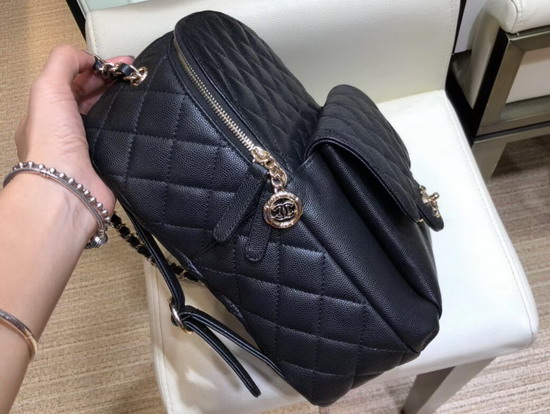 Chanel Backpack in Black Grained Calfskin