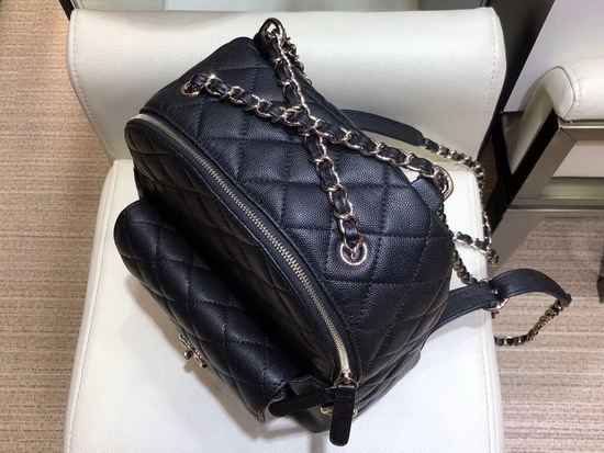 Chanel Backpack in Black Grained Calfskin