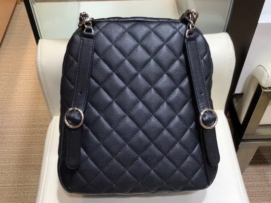 Chanel Backpack in Black Grained Calfskin