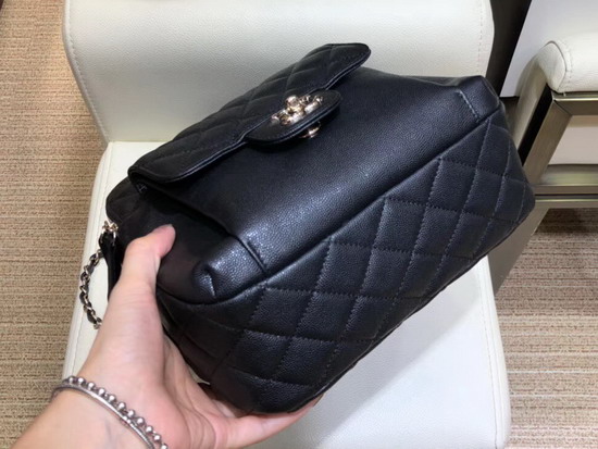 Chanel Backpack in Black Grained Calfskin