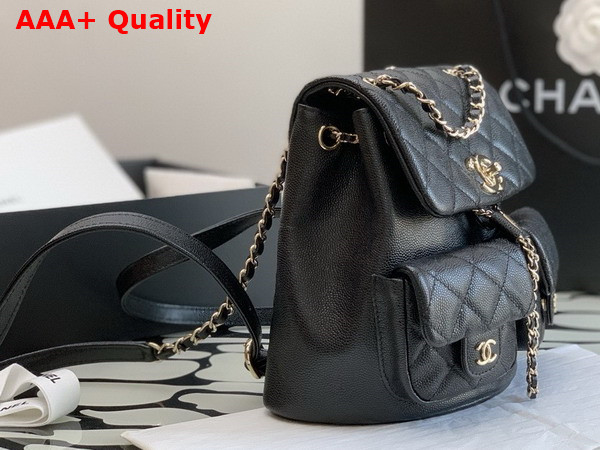 Chanel Backpack in Black Grained Calfskin Gold Tone Metal Replica