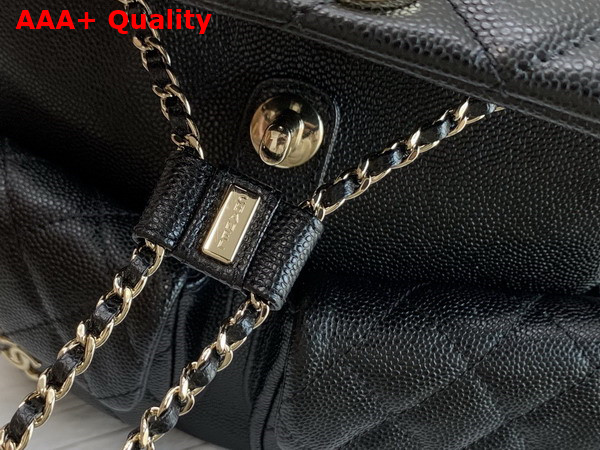 Chanel Backpack in Black Grained Calfskin Gold Tone Metal Replica