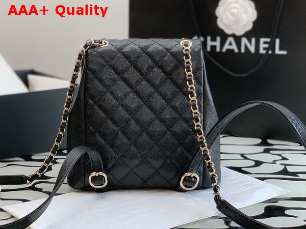 Chanel Backpack in Black Grained Calfskin Gold Tone Metal Replica