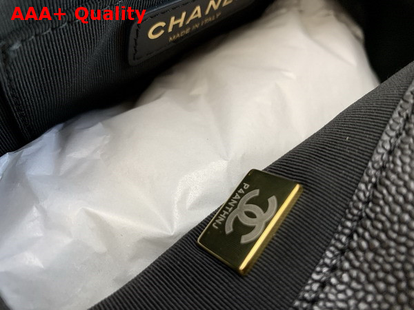 Chanel Backpack in Black Grained Calfskin Gold Tone Metal Replica