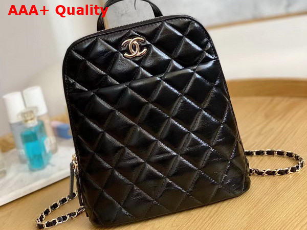 Chanel Backpack in Black Shiny Calfskin Replica