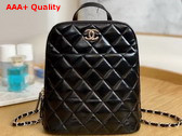 Chanel Backpack in Black Shiny Calfskin Replica