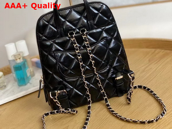 Chanel Backpack in Black Shiny Calfskin Replica