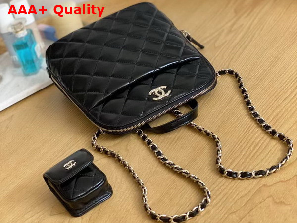 Chanel Backpack in Black Shiny Calfskin Replica