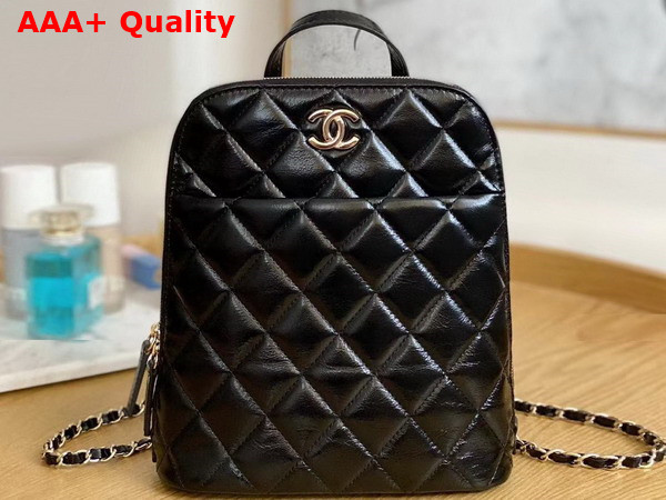 Chanel Backpack in Black Shiny Calfskin Replica