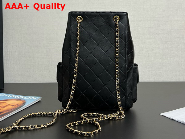 Chanel Backpack in Black Shiny Lambskin Gold Tone Metal AS5310 Replica