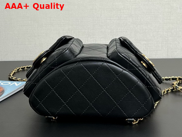 Chanel Backpack in Black Shiny Lambskin Gold Tone Metal AS5310 Replica