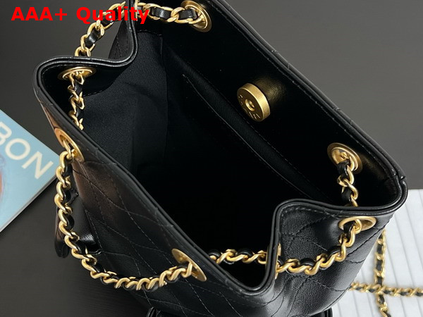 Chanel Backpack in Black Shiny Lambskin Gold Tone Metal AS5310 Replica