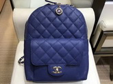 Chanel Backpack in Blue Grained Calfskin