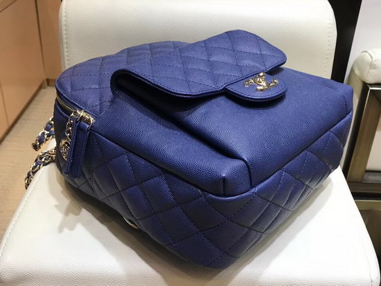 Chanel Backpack in Blue Grained Calfskin