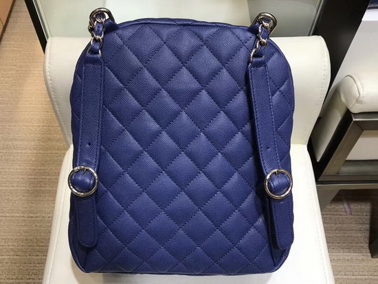 Chanel Backpack in Blue Grained Calfskin