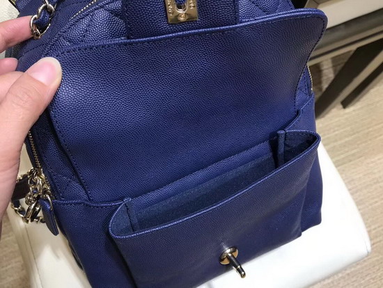 Chanel Backpack in Blue Grained Calfskin