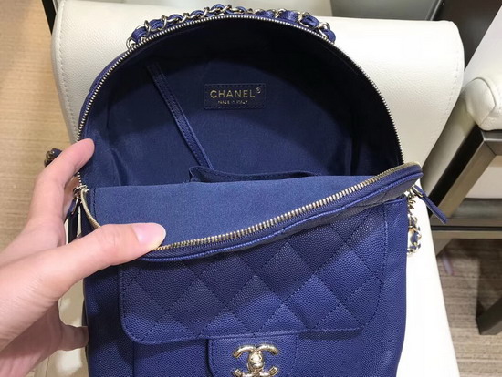 Chanel Backpack in Blue Grained Calfskin