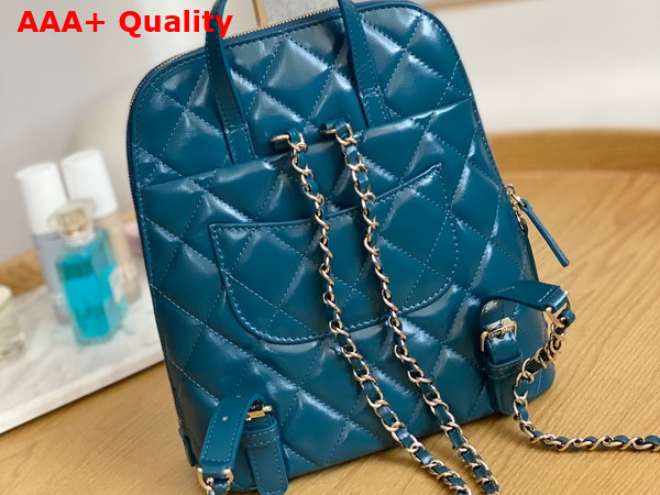 Chanel Backpack in Blue Shiny Calfskin Replica