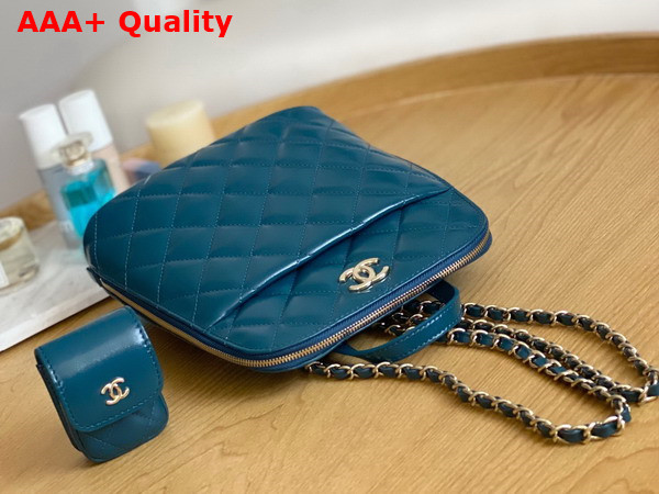 Chanel Backpack in Blue Shiny Calfskin Replica