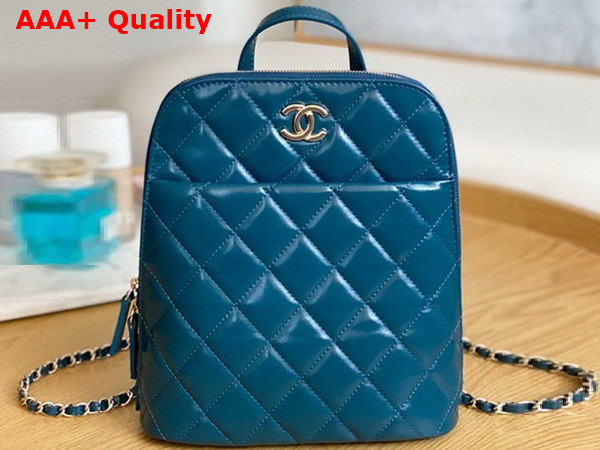 Chanel Backpack in Blue Shiny Calfskin Replica