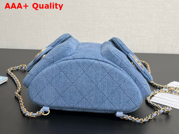 Chanel Backpack in Blue Washed Denim Gold Tone Metal AS5310 Replica