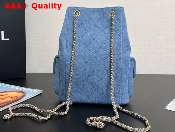 Chanel Backpack in Blue Washed Denim Gold Tone Metal AS5310 Replica