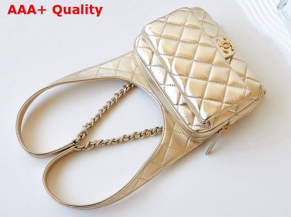 Chanel Backpack in Gold Metallic Lambskin Gold Tone Metal Ref AS4621 Replica