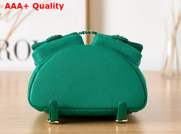 Chanel Backpack in Green Grained Shiny Calfskin Gold Tone Metal Replica