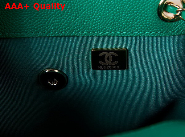 Chanel Backpack in Green Grained Shiny Calfskin Gold Tone Metal Replica