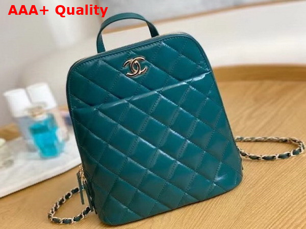 Chanel Backpack in Green Shiny Calfskin Replica